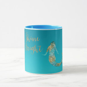 Aqua Gold Glitter Sparkle Mermaid        Mok