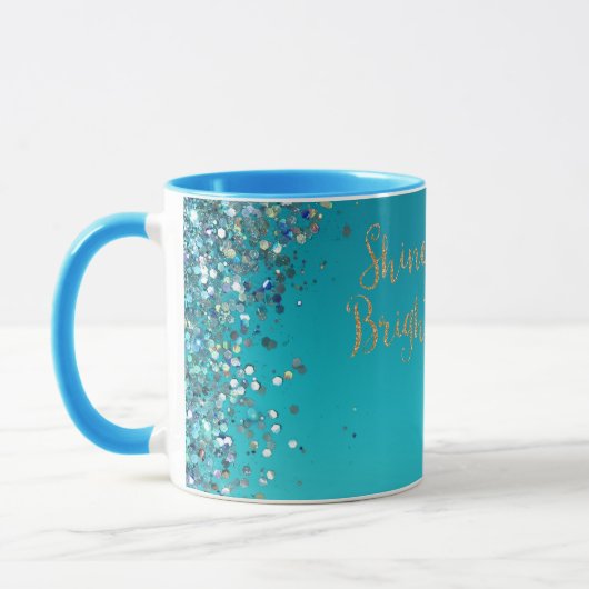 Aqua Gold Glitter Sparkle Mermaid        Mok (Links)