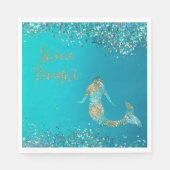 Aqua Gold Glitter Sparkle Mermaid Servet (Voorkant)