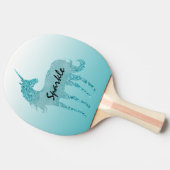 Aqua Gold Glitter Unicorn Tafeltennisbatje (Zijkant)