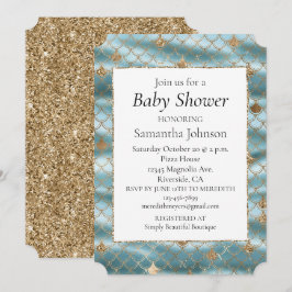 Aqua Gold Glitter Zeemeermin Kaart