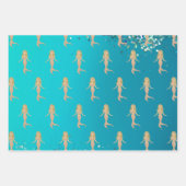 Aqua Gold Glitz Glitter Sparkle Mermaid Inpakpapier Vel (Voorkant 2)