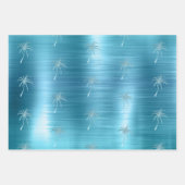 Aqua Gold Glitz Glitter Tropical Palm Tree Dream Inpakpapier Vel (Voorkant)