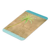 Aqua Gold Glitz Glitter Tropical Palm Tree Dream Magneet (Linkerzijde)
