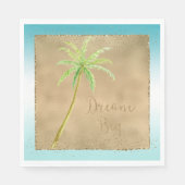 Aqua Gold Glitz Glitter Tropical Palm Tree Dream Servet (Voorkant)