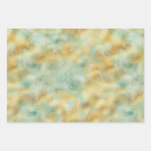Aqua Gold Glitz Sparkle Inpakpapier Vel (Voorkant 2)
