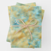 Aqua Gold Glitz Sparkle Inpakpapier Vel (In situ)