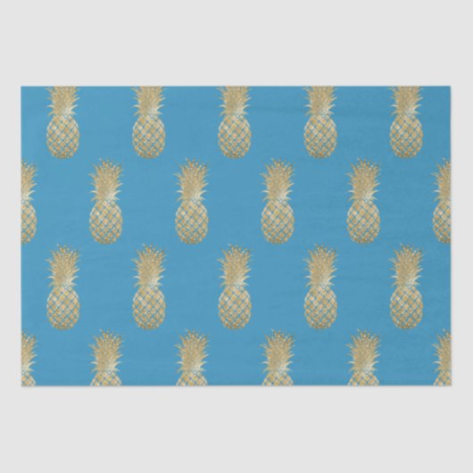 Aqua Gold Glitzy Ananas Tissuepapier (Voorkant)