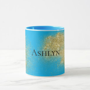 Aqua Gold Glitzy Glitter Mok