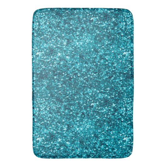 Aqua Gold Glitzy Glitter (Zeemeermin geïnspireerd) Badmat (Voorkant Verticaal)