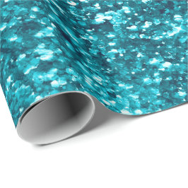 Aqua Gold Glitzy Glitter (Zeemeermin geïnspireerd) Cadeaupapier