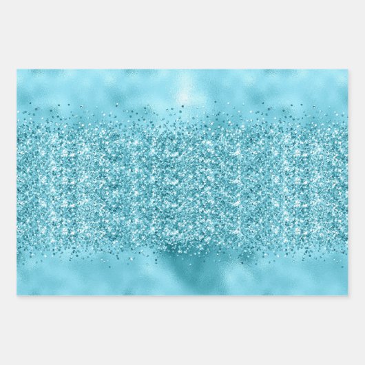 Aqua Gold Glitzy Glitter (Zeemeermin geïnspireerd) Inpakpapier Vel (Voorkant 3)