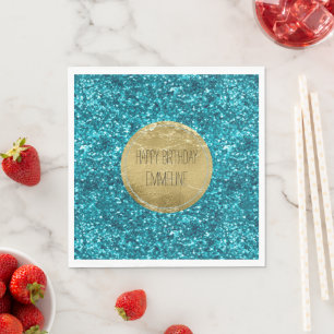 Aqua Gold Glitzy Glitter (Zeemeermin geïnspireerd) Servet
