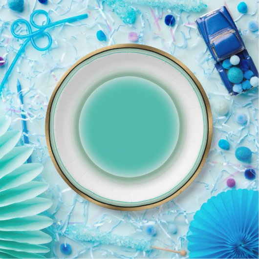 Aqua & Gold Illusion (10 inch RND-Bord) Papieren Bordje (Feest)