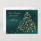 Aqua Gold-kerstboom - Corporate Feestdagenkaart (Voorkant / Achterkant)