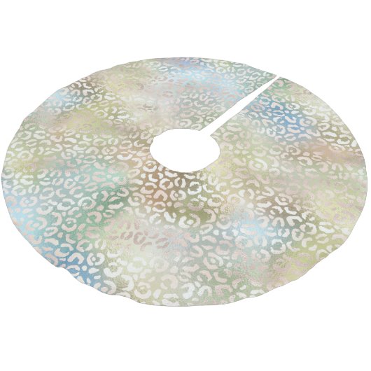 Aqua Gold Leopard Print Kerstboom Rok (Gekanteld)