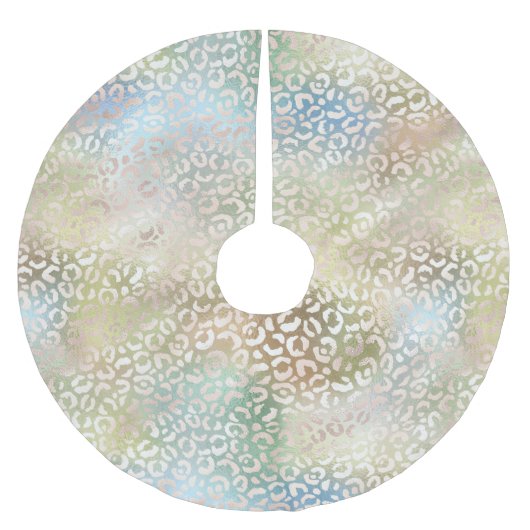 Aqua Gold Leopard Print Kerstboom Rok (Voorkant)