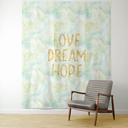 Aqua Gold Love Dream Hope Wandkleed (In situ)