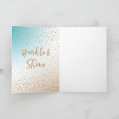 Aqua Gold Mermaid Glitter Confetti Birthday Kaart (Binnen)
