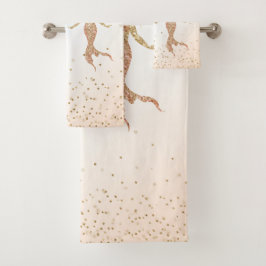 Aqua Gold Mermaid Sparkle Glitter Confetti         Bad Handdoek