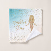 Aqua Gold Mermaid Sparkle Glitter Confetti         Bad Handdoek (Wasdoekje)