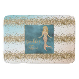 Aqua Gold Mermaid Sparkle Glitter Confetti Badmat