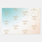 Aqua Gold Mermaid Sparkle Glitter Confetti Inpakpapier Vel (Voorkant 3)