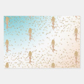 Aqua Gold Mermaid Sparkle Glitter Confetti Inpakpapier Vel (Voorkant)