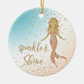Aqua Gold Mermaid Sparkle Glitter Confetti Keramisch Ornament (Voorkant)