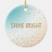 Aqua Gold Mermaid Sparkle Glitter Confetti Keramisch Ornament (Achterkant)