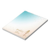 Aqua Gold Mermaid Sparkle Glitter Confetti Notitieblok (Linkerzijde)