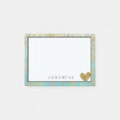 Aqua Gold Ombre Abstract Post-it® Notes (Voorkant)
