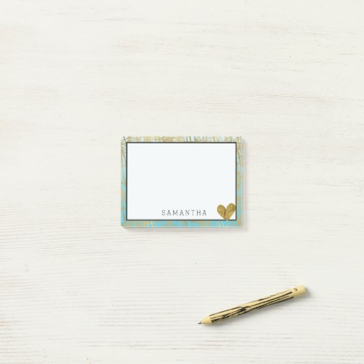 Aqua Gold Ombre Abstract Post-it® Notes (Op bureau)