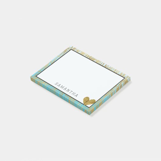 Aqua Gold Ombre Abstract Post-it® Notes (Schuin)