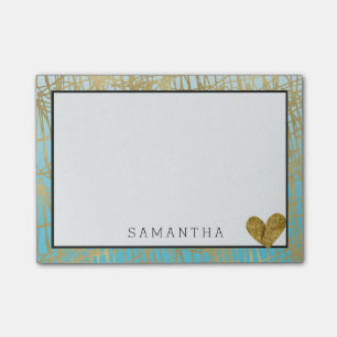 Aqua Gold Ombre Abstract Post-it® Notes