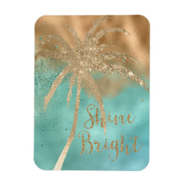 Aqua Gold Palm Shine Bright Glitter Magneet