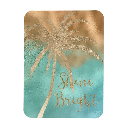 Aqua Gold Palm Shine Bright Glitter Magneet (Verticaal)