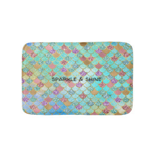 Aqua Gold Pink Glitzy Zeemeermin Glitter Badmat