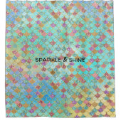 Aqua Gold Pink Glitzy Zeemeermin Glitter Douchegordijn (Voorkant)