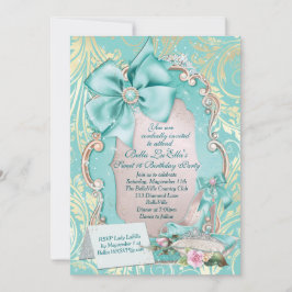 Aqua & Gold Princess Sweet 16 uitnodiging