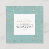 Aqua Gold Raindrop Modern Trendy Monogram Vierkante Visitekaartje (Achterkant)