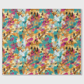 Aqua Gold Roze Luipaard Verf Cadeaupapier (Vlak)