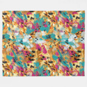 Aqua Gold Roze Luipaard Verf Fleece Deken (Voorkant (Horizontaal))