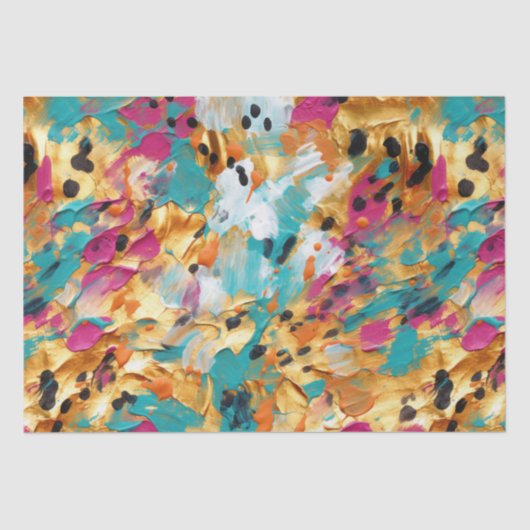 Aqua Gold Roze Luipaard Verf Tissuepapier (Voorkant)