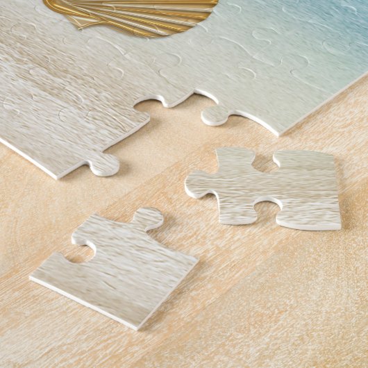 Aqua & Gold Seashells Legpuzzel (Zijkant)