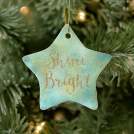 Aqua Gold Sparkle Glitter Shine Bright Keramisch Ornament