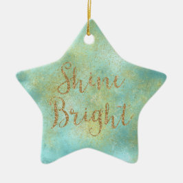 Aqua Gold Sparkle Glitter Shine Bright Keramisch Ornament