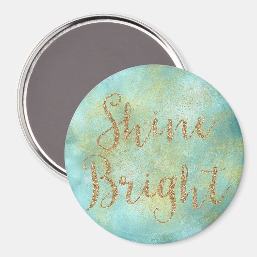 Aqua Gold Sparkle Glitter Shine Bright Magneet (Voorkant / Achterkant)