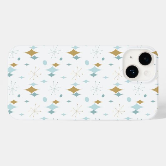 Aqua, Gold Starburst Mid Century Pattern Case-Mate iPhone Case (Achterkant (horizontaal))