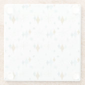 Aqua, Gold Starburst Mid Century Pattern Glazen Onderzetter (Achterkant)